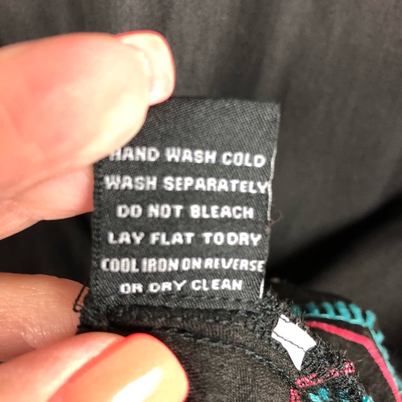 Love Stitch Boho Black Dress with Embroidery Sz M - Picture 8 of 8